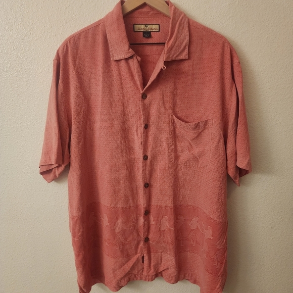 Tommy Bahama 100% Silk Hawaiian Hula Dancers Button-down Shirt Mens Large - Picture 1 of 7
